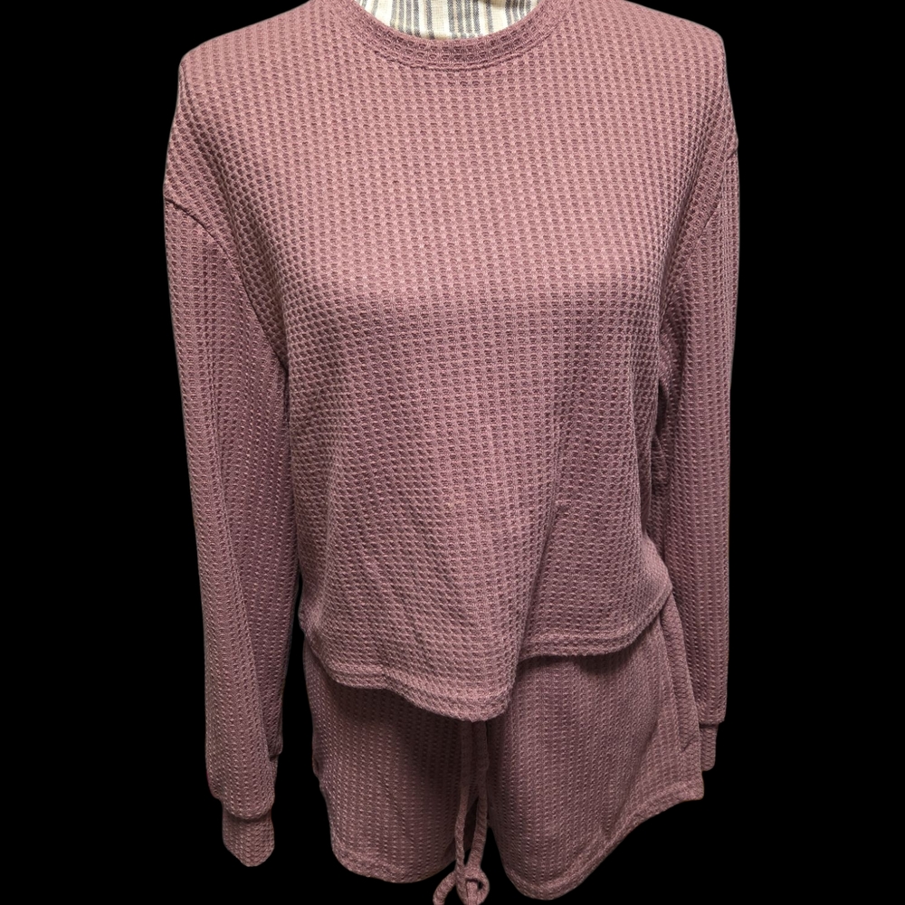 Women's Mauve Waffle Knit Set